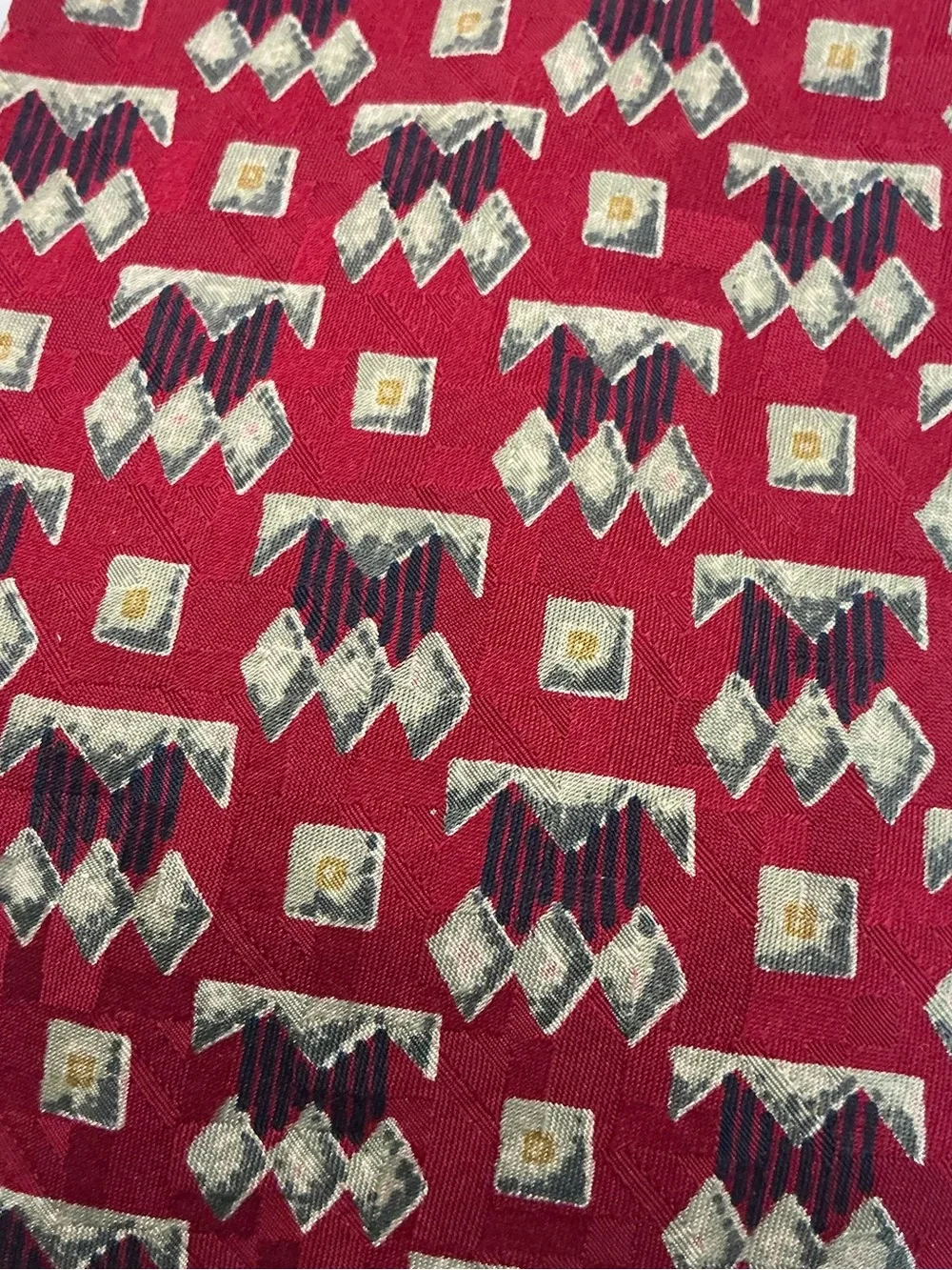 Robert Talbott Best of Class Silk Tie Red Geometric Abstract Necktie Made in USA